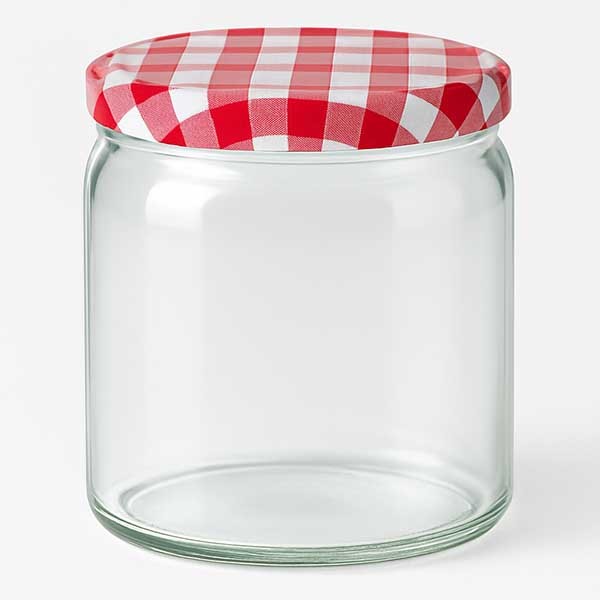 408 ml rond glas met BasicSeal deksel rood/wit UNiTWiST