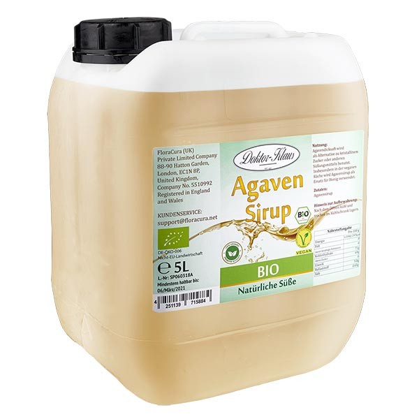 sirop d&#039;agave bio 5000 ml en jerrican transparent