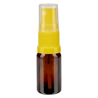 Bruin glazen flessen 5ml met geel pompverstuiver Bruin glazen flessen 5ml met geel pompverstuiver