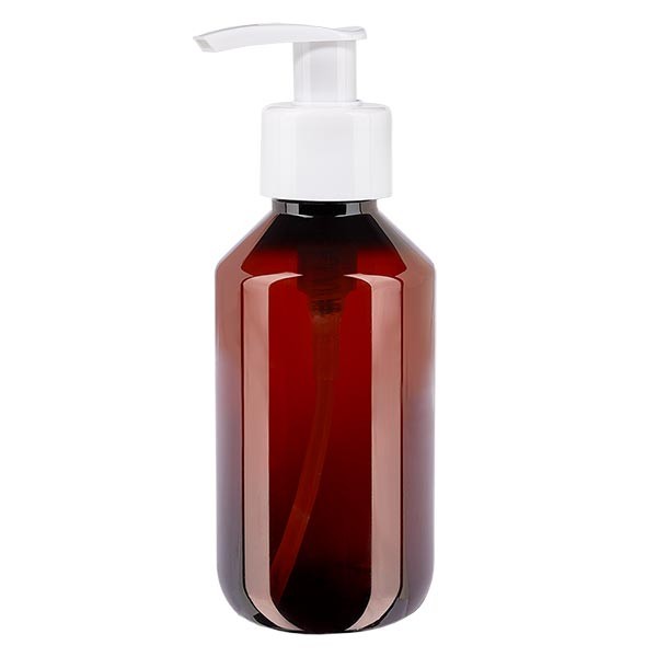 Flacon médical de 200 ml en PET, avec bouchon à vis rouge PP28