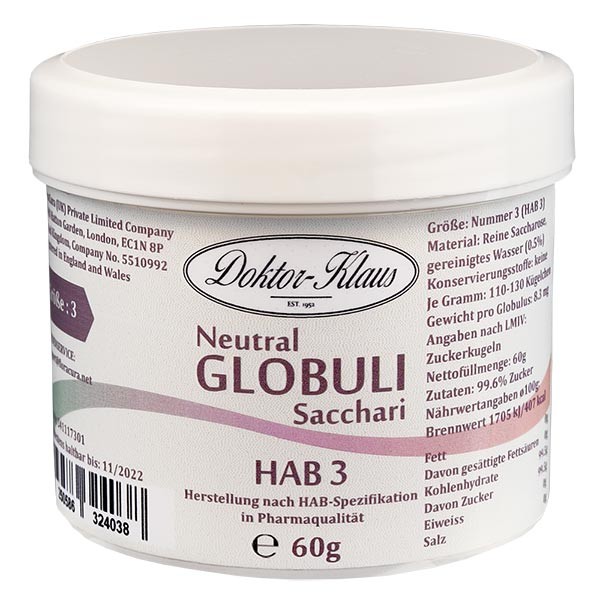 60 g Neutral globuli HAB3 van 100% zuivere sacharose