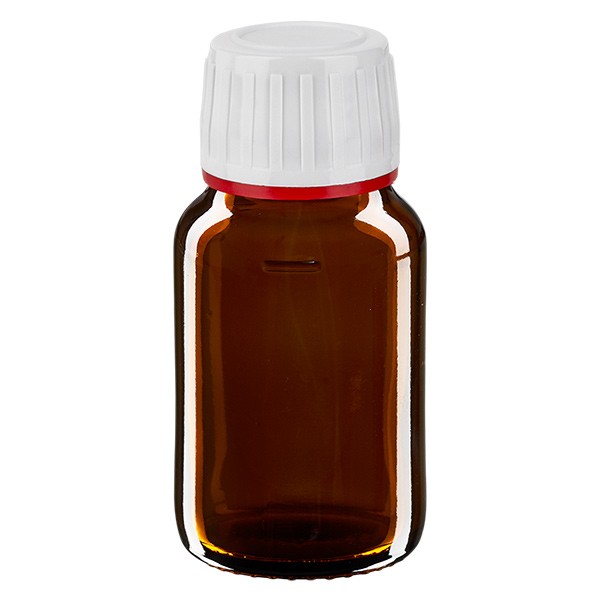 Flacon médical de 30 ml avec bouchon blanc