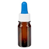 Pipetfles bruin 5ml, pipet wit/blauw ST Pipetfles bruin 5ml, pipet wit/blauw ST