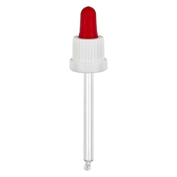 pipette en verre blanc/rouge 18mm, longueur 78 inviolable