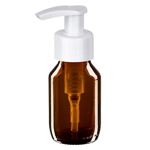 50ml Euro-medicijnfles bruin met witte dispenserpomp