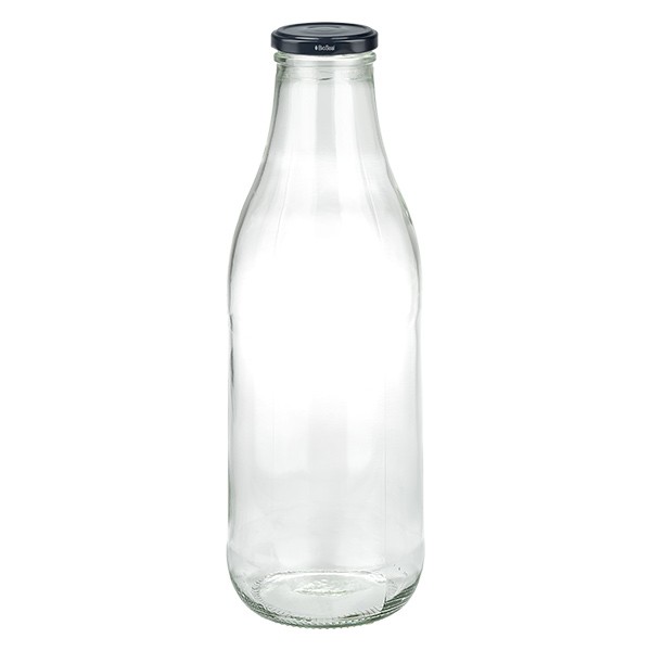 Bouteille de lait 1000ml + couvercle BioSeal noir Uni...