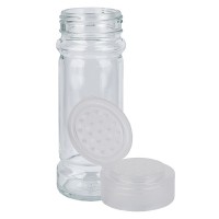 Specerijenglas, cilindervorm 100 ml met 41 mm schroefdraad, helder glas, incl. strooi-schroefsluiting transparant Specerijenglas, cilindervorm 100 ml met 41 mm schroefdraad, helder glas, incl. strooi-schroefsluiting transparant