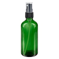 Groenen glazen flessen 100ml met zwart pompverstuiver Groenen glazen flessen 100ml met zwart pompverstuiver