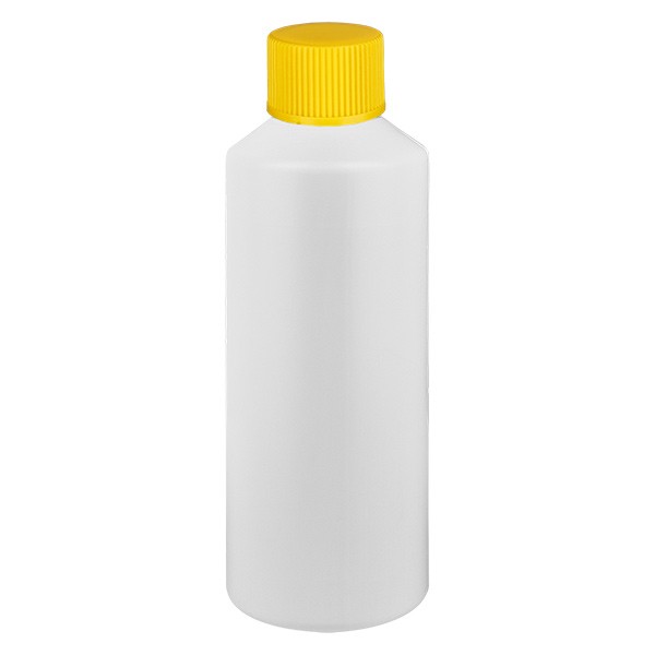 Flacon cylindrique en PET blanc 100 ml, S20x3, sans bouchon