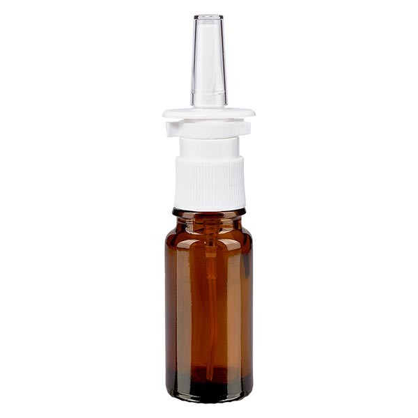 Flacon compte-gouttes ambré 10 ml avec spray nasal blanc