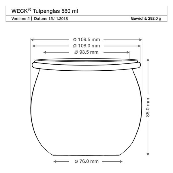 580ml tulpenpot WECK RR100 met kurk naturel