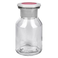 50 ml fles met schuine schouders wijde hals + NS PEHD stop helder glas 50 ml fles met schuine schouders wijde hals + NS PEHD stop helder glas