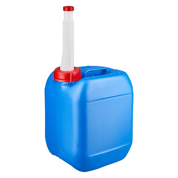 Canister 5 liter blauw met afvoerbuis Flex