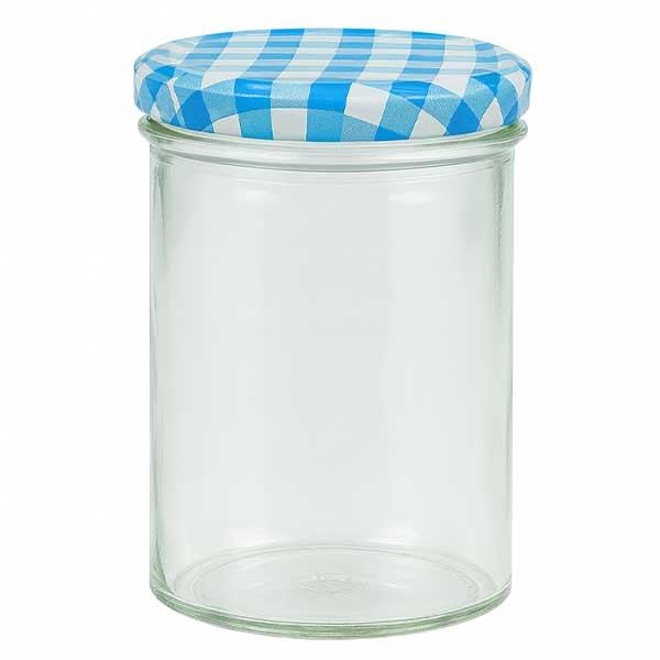 435ml trommelglas + BasicSeal deksel blauw/wit UN...