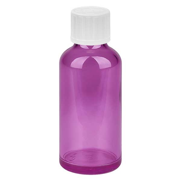 Flacon compte-gouttes 50 ml 1,2 mm blanc avec bouchon standard sécurité enfant PurpleLineUT18/50