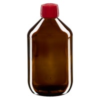 500ml Euro-medicijnfles bruin met rode schroefsluiting VR 500ml Euro-medicijnfles bruin met rode schroefsluiting VR