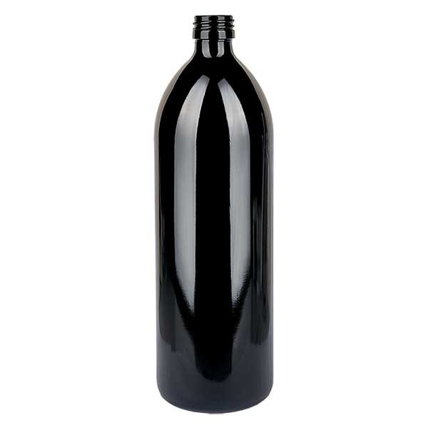 Waterfles violet glas 1000 ml rond, DIN PP28STD