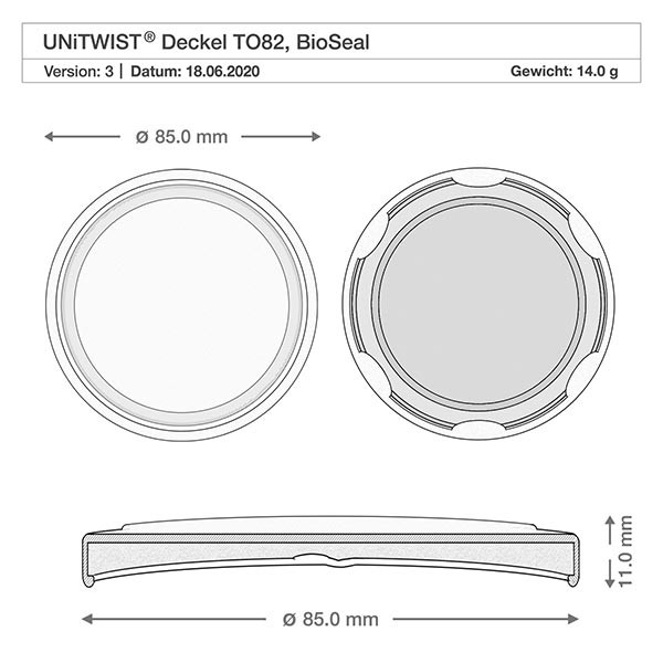 UNITWIST glazen potten 795ml ronderand glas met gouden Twist-Off deksel TO82