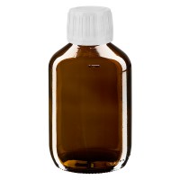 200ml Euro-medicijnfles bruin met witte schroefsluiting VR 200ml Euro-medicijnfles bruin met witte schroefsluiting VR
