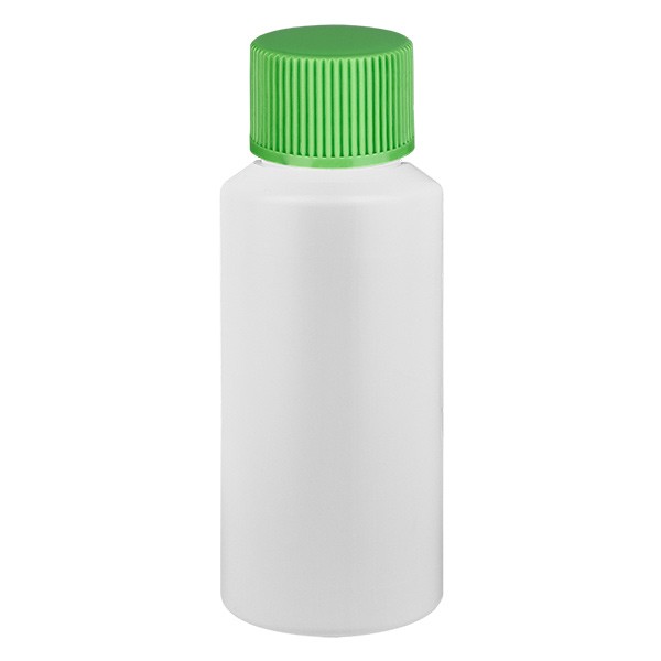 PET cilinderfles 30ml wit met schroefsluiting groen