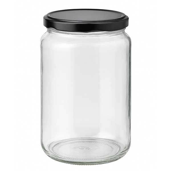 795 ml rond glas met BasicSeal deksel zwart UNiTWiST