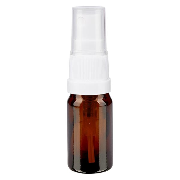 Flacon compte-gouttes ambré 5 ml avec vaporisateur à pompe blanc