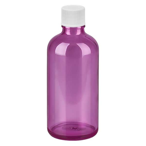 Bouteille de 100 ml, bouchon à vis blanc de 11 mm avec fermeture standard PurpleLine UT18/100