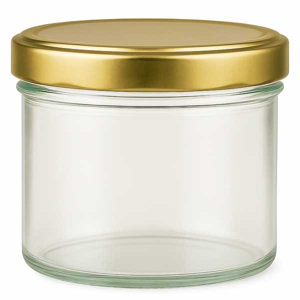 230 ml cilindrisch glas met BasicSeal deksel goud UN.