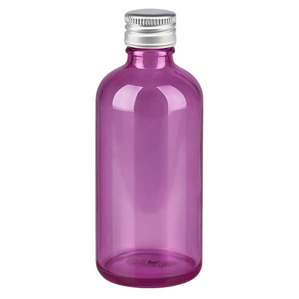 Flacon de 100 ml. Bouchon à vis de 11 mm en aluminium argenté avec fermeture standard PurpleLine UT18/100