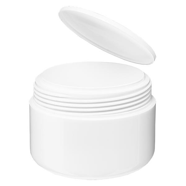 Crèmepot 'Softline' wit 5ml met schroefdop en afdekplaatje