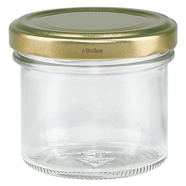 UNITWIST glazen potten 125ml sturtglas met gouden Twist-Off deksel TO66