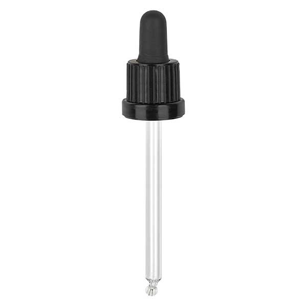 pipette en verre, noir/noir longueur 95 inviolabilité III