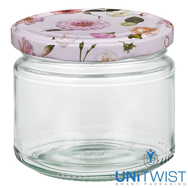 330 ml ronde pot + BasicSeal-deksel bloem roze UNiTWIST®