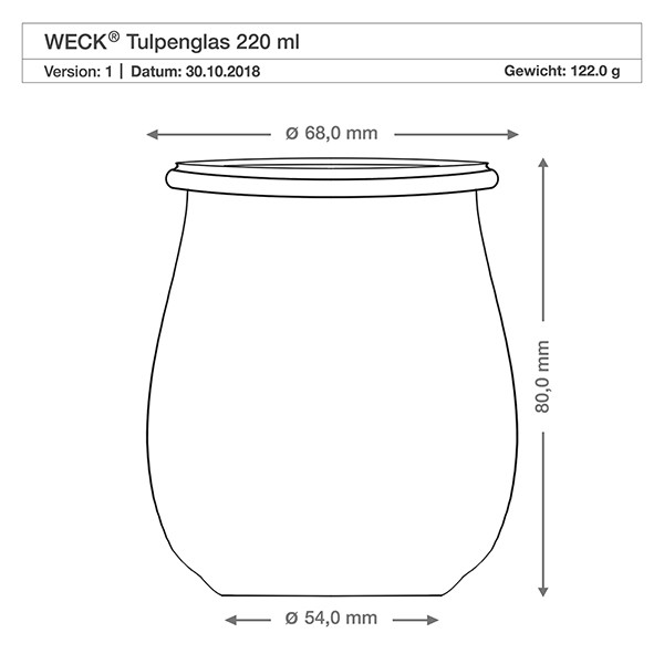 WECK-mini tulpenglas 220ml compleet met honinglepel en strik