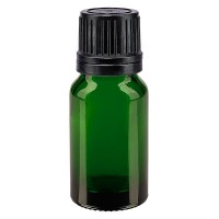 Groenen glazen flessen 10ml met zwart druppelsluiting 1mm VR Groenen glazen flessen 10ml met zwart druppelsluiting 1mm VR