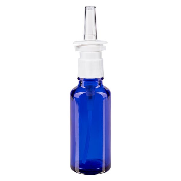 Blauwe glazen flessen 30ml met neusverstuiver
