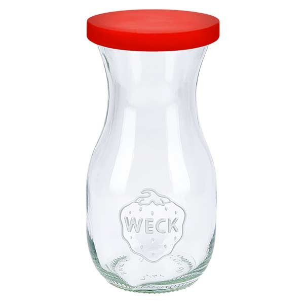 WECK-sapfles 290ml met rood siliconenhoes