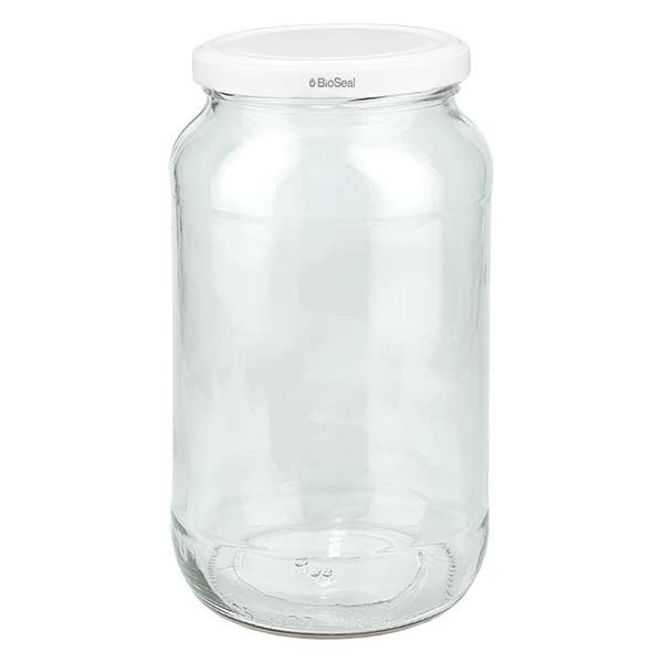 UNITWIST glazen potten 1062ml ronderand glas met wit Twist-Off deksel TO82