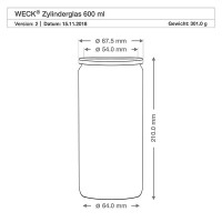 Preview: WECK cilinderglas 600ml met houten bal Preview: WECK cilinderglas 600ml met houten bal