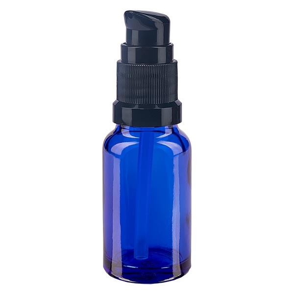 Blauwe glazen flessen 10ml met zwart pompsluiting