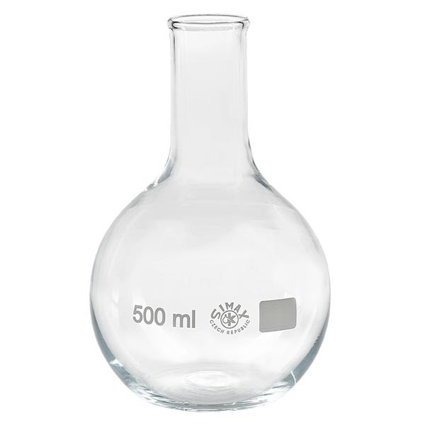 Ballon à fond plat 500 ml à col étroit, en verre borosilicate avec bord renforcé