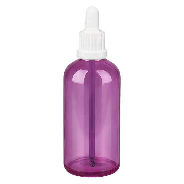 Flacon pipette 100 ml blanc avec bague d&#039;inviolabilité PurpleLine UT18/100