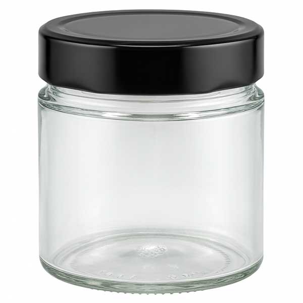 135ml rond glas + BasicSeal deksel zwart diep UNiTWiST