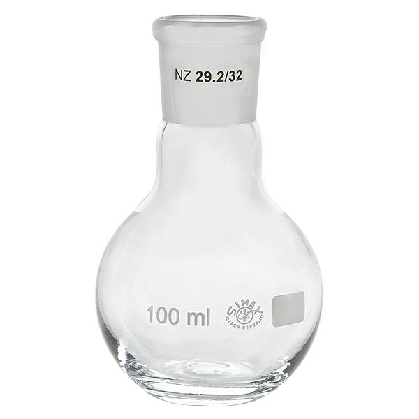 Ballon à fond plat 100 ml à col large, en verre borosilicate avec rodage normalisé 29/32