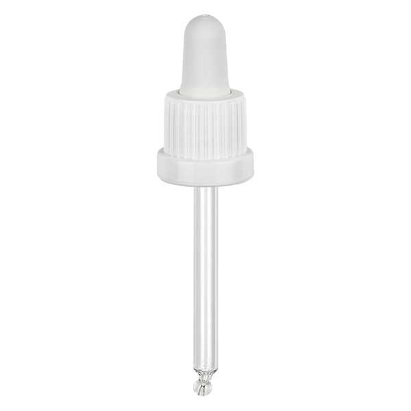 pipette en verre blanc/blanc 18mm, longueur 66 inviolable