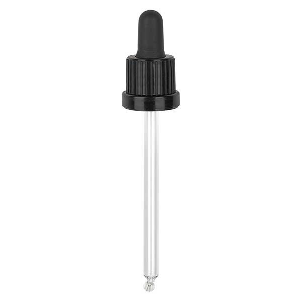 pipette en verre, noir/noir longueur 115 inviolabilité III