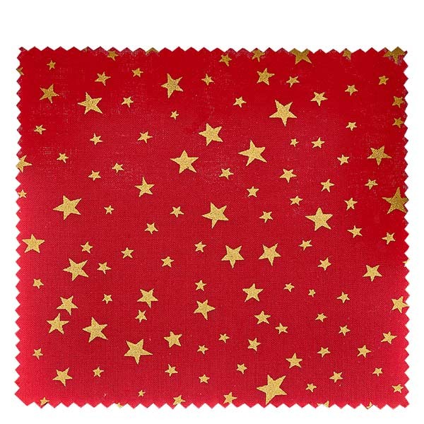1 x stoffen lapje 150x150mm rood met gouden sterren voor deksel diameter 43-100mm
