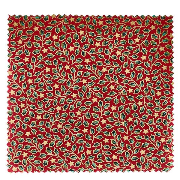 1 napperon en tissu 150 x 150 mm rouge « houx » pour couvercle de diamètre 43 à 100 mm