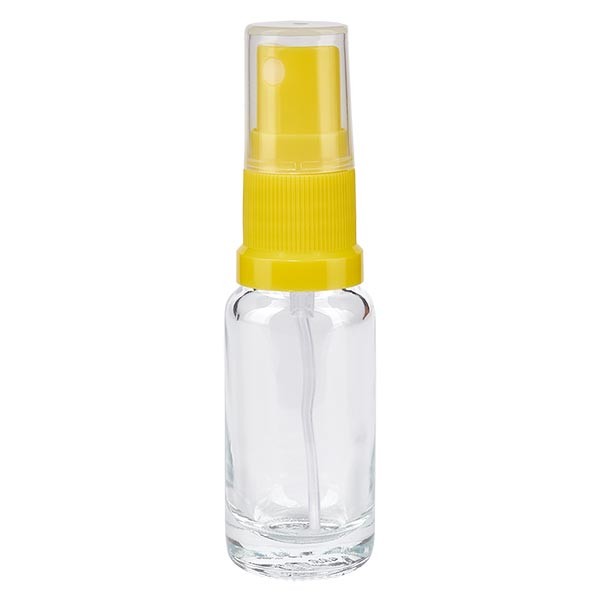 Helder glazen flessen 10ml met geel pompverstuiver