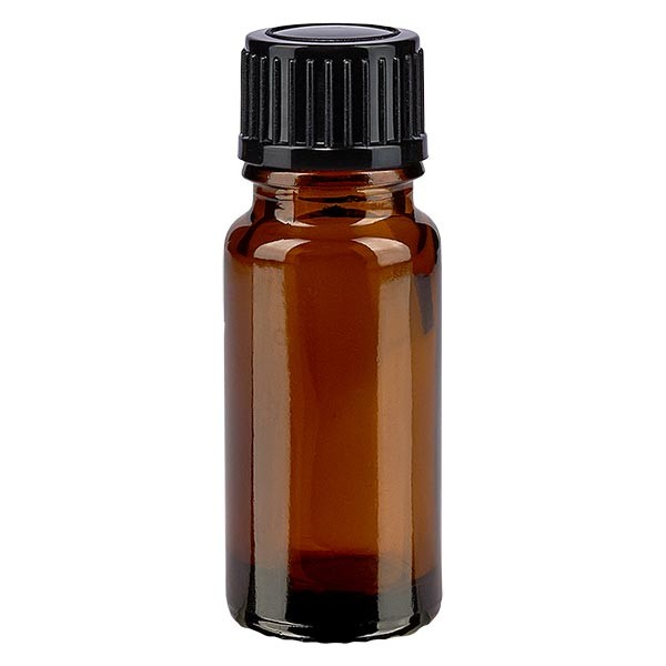 Flacon pharma. ambre 10 ml bouch. à vis noir